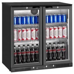 Vosco 2 Kapılı Bar Arkası Şişe Soğutucu, 90x50,5x85 cm, Siyah