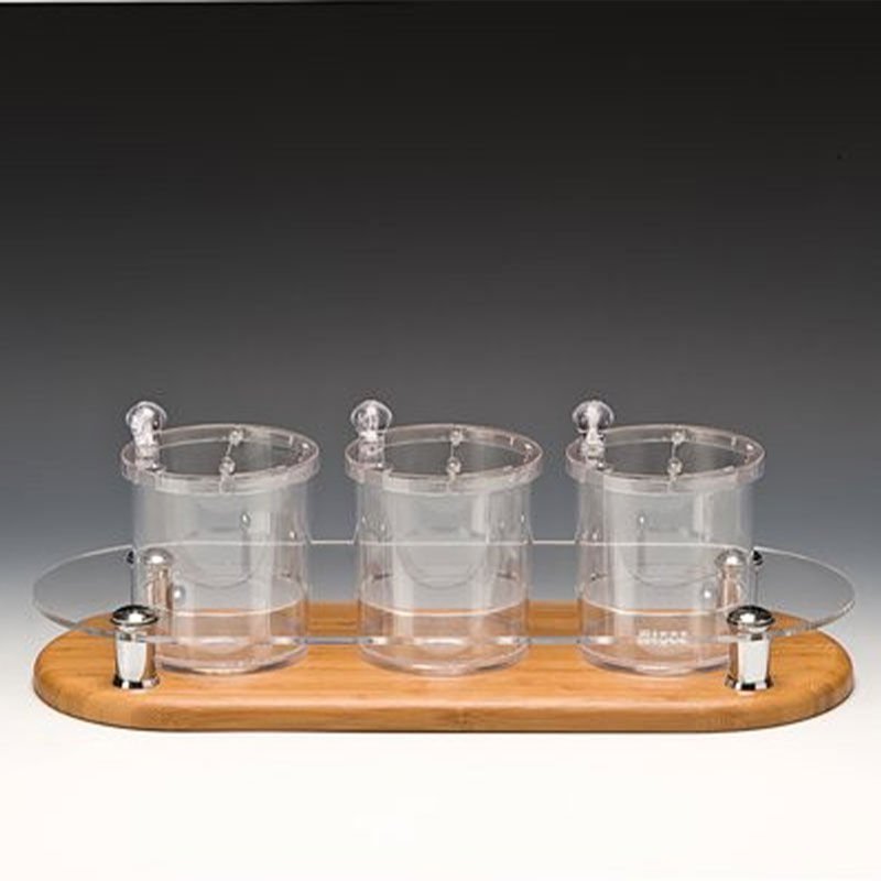 Zicco Polikarbon Sosluk Reçellik Baharatlık, Ahşap Altlı, 3'lü, 48x19x17 cm