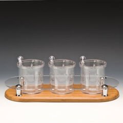 Zicco Polikarbon Sosluk Reçellik Baharatlık, Ahşap Altlı, 3'lü, 48x19x17 cm