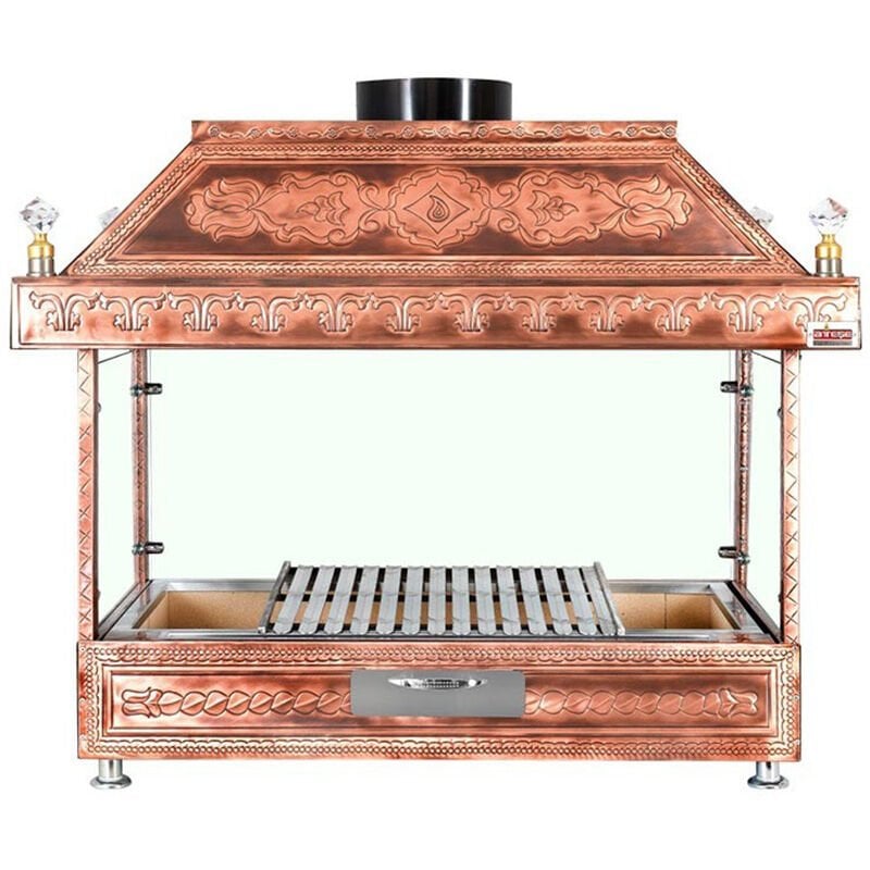 Ateşe Ocakbaşı Davlumbazlı Açık Izgara, Retro, 170x55x125 cm
