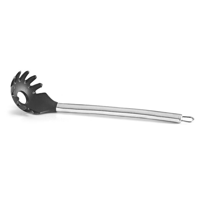 Biradlı Silikon Spagetti Kaşığı, Siyah, 33 cm