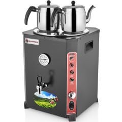 Silverinox Elit 2 Demlikli Çay Makinesi, 13 Litre, Siyah