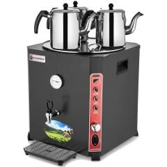 Silverinox Elit 3 Demlikli Çay Makinesi, 36 Litre, Siyah