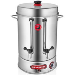 Silverinox Metal Musluklu Çay Makinesi, Çevirmeli, 250 Bardak Kapasiteli, 23 Litre