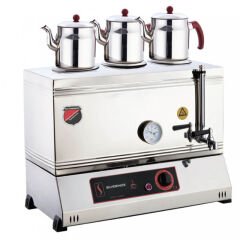 Silverinox 3 Demlikli Çay Kazanı, Pleytsiz, Kaynaklı, Elektrikli, 60'lık