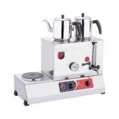 Silverinox 2 Demlikli Çay Kazanı, Çift Taban, Kaynaklı, Elektrikli, 40'lık