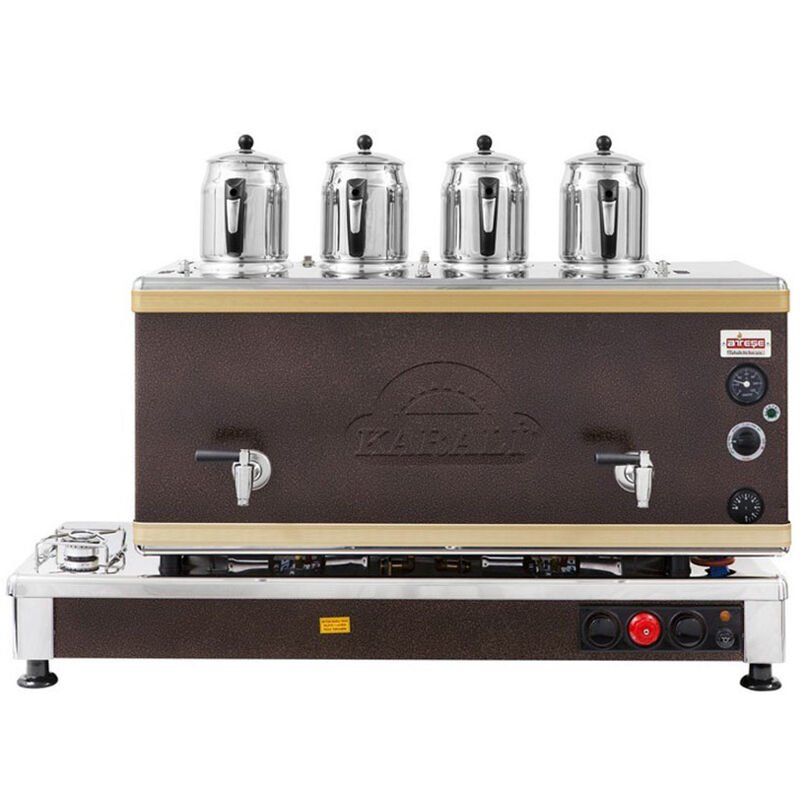 Ateşe Silver Analog Çay Kazanı, Statik Boyalı, Gazlı Elektrikli, 4 Demlikli