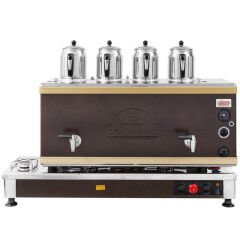 Ateşe Silver Analog Çay Kazanı, Statik Boyalı, Gazlı Elektrikli, 4 Demlikli