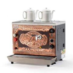 Ateşe Sümela Analog Çay Kazanı, Elektrikli Gazlı, Statik Boyalı, 2 Demlikli