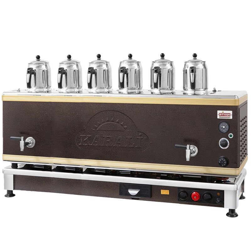 Ateşe Gold Analog Çay Kazanı, Statik Boyalı, Gazlı Elektrikli, 6 Demlikli