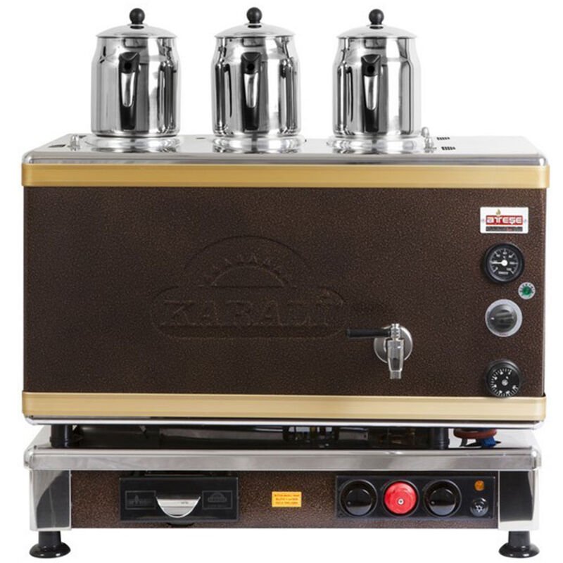 Ateşe Gold Analog Çay Kazanı, Statik Boyalı, Gazlı Elektrikli, 3 Demlikli