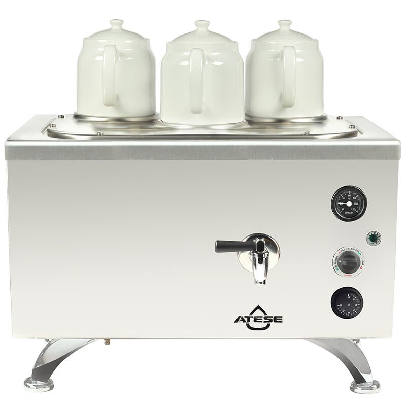 Ateşe Efes Analog Çay Kazanı, Elektrikli, Inox, 3 Demlikli