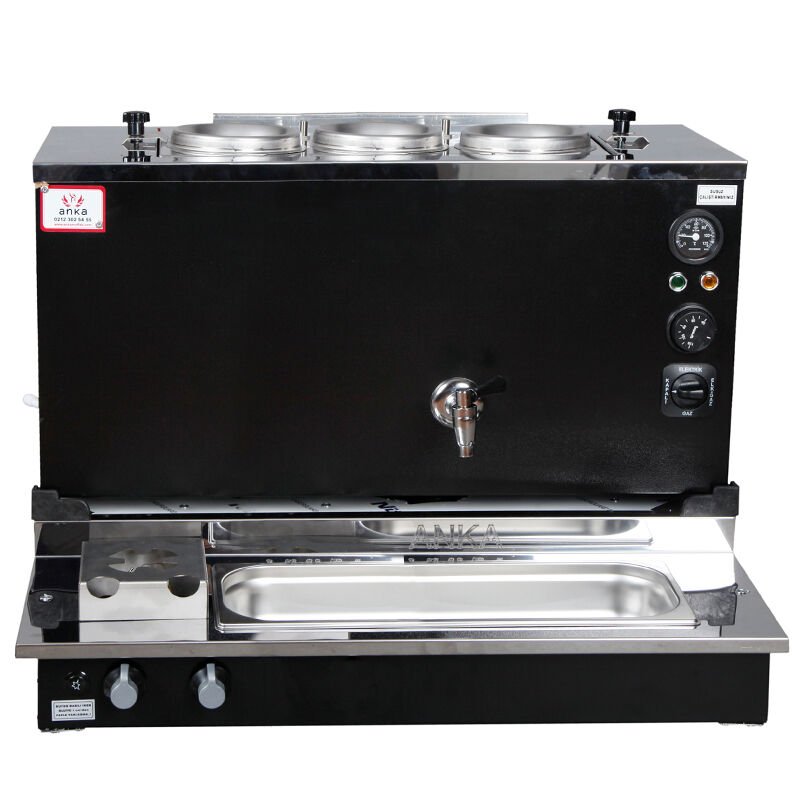 Anka Pro Plus Otomatik Çay Kazanı, 3 Demlikli, 30 Litre, Siyah