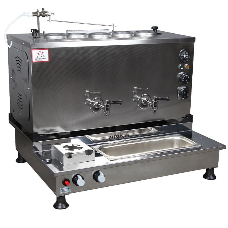 Anka Pro Plus Otomatik Çay Kazanı, 5 Demlikli, 50 Litre, Elektrikli ve Gazlı, Inox