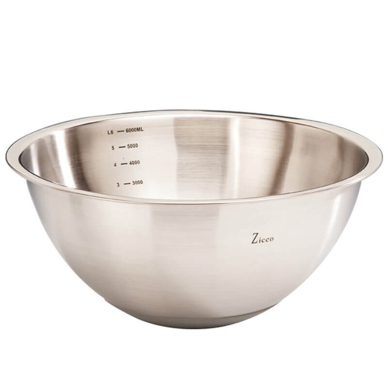 Zicco Karıştırma Kabı, Çelik, Silikon Altlı, 6 Litre, 33x15 cm