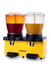 Samixir MM44 Panoramik Twin Soğuk İçecek Dispenseri, 22+22 Lt, Çift Karıştırıcılı Sarı
