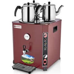 Silverinox Elit 3 Demlikli Çay Makinesi, 36 Litre, Kırmızı