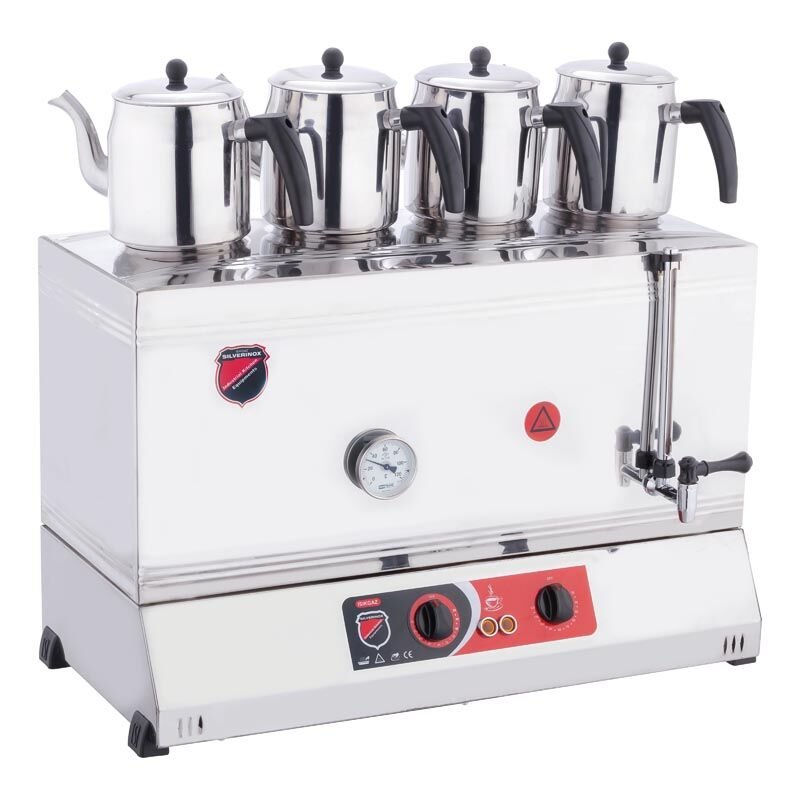 Silverinox 4 Demlikli Çay Kazanı, Pleytsiz, Kaynaklı, Elektrikli, 85'lik