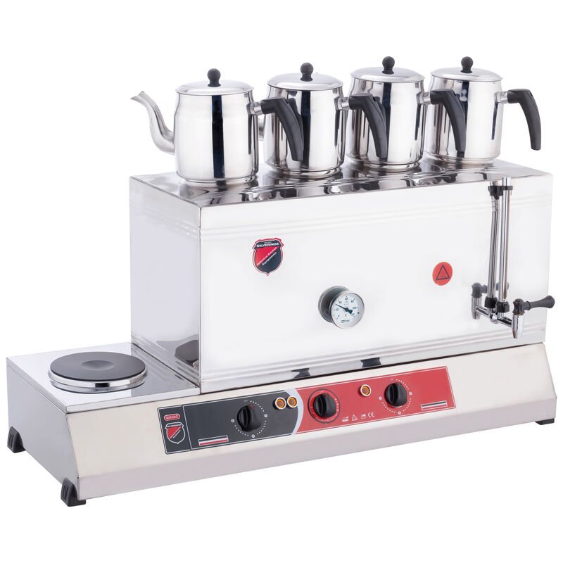 Silverinox 4 Demlikli Çay Kazanı, Çift Taban, Kaynaklı, Elektrikli, 85'lik