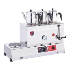 Silverinox 3 Demlikli Çay Kazanı, Çift Taban, Kaynaklı, Elektrikli, 60'lık