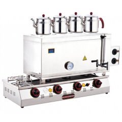 Silverinox 4 Demlikli Çay Kazanı, Çift Taban, Kaynaklı, LPG'li, 85'lik