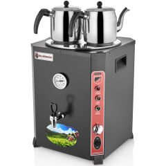 Silverinox Elit 2 Demlikli Çay Makinesi, 23 Litre, Siyah