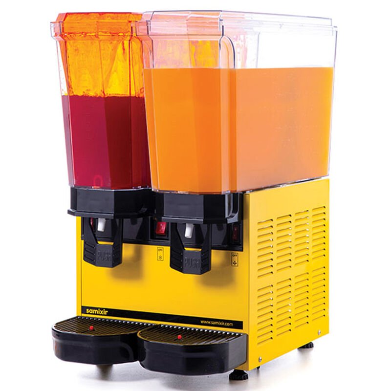 Samixir 40.SMY Klasik Twin Soğuk İçecek Dispenseri, 20+20 Lt, Karıştırıcılı ve Fıskiyeli, Sarı