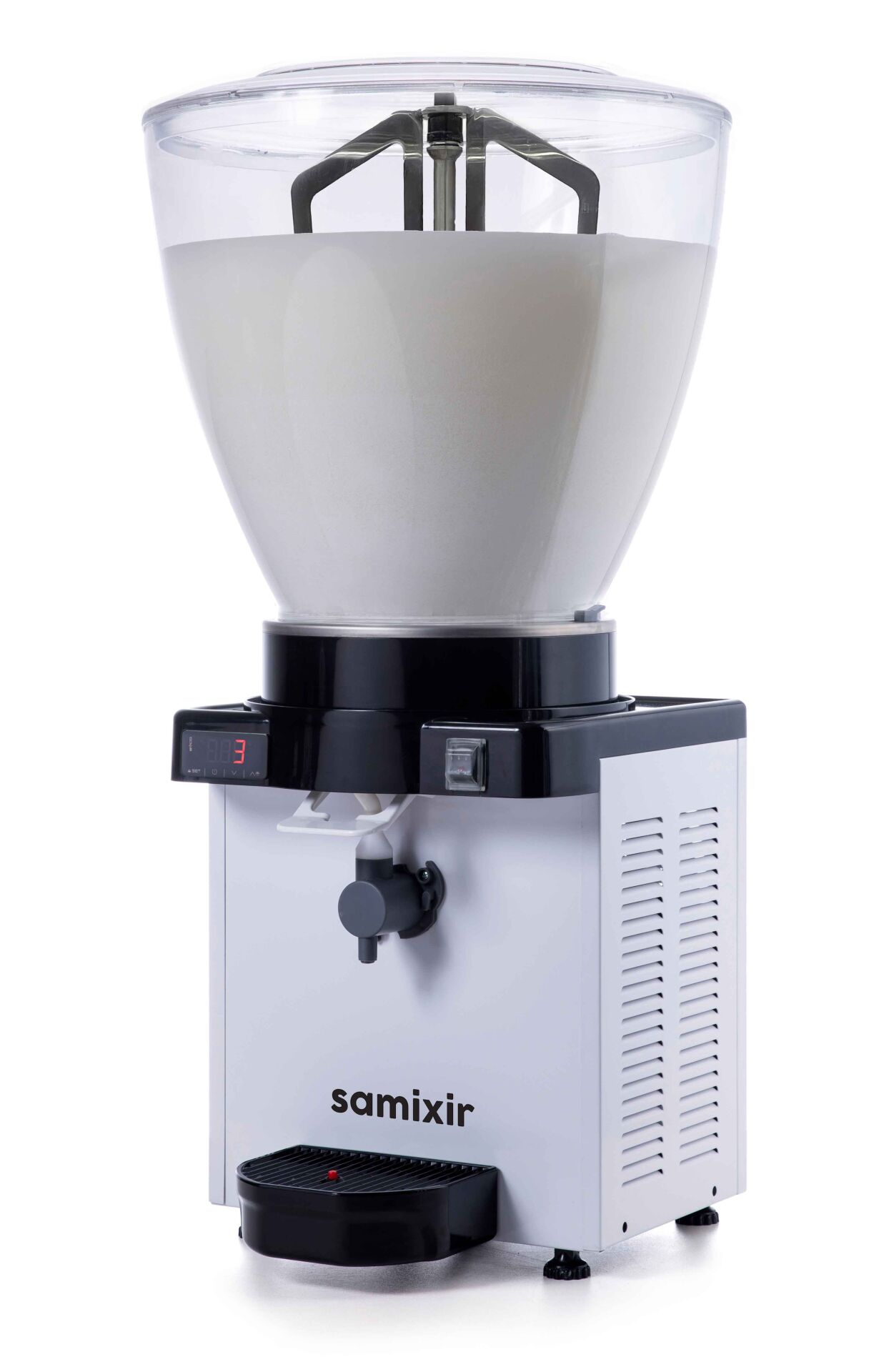 Samixir KAM40 Panoramik Köpüklü Ayran Dispenseri, 40 Lt, Dijital, Beyaz