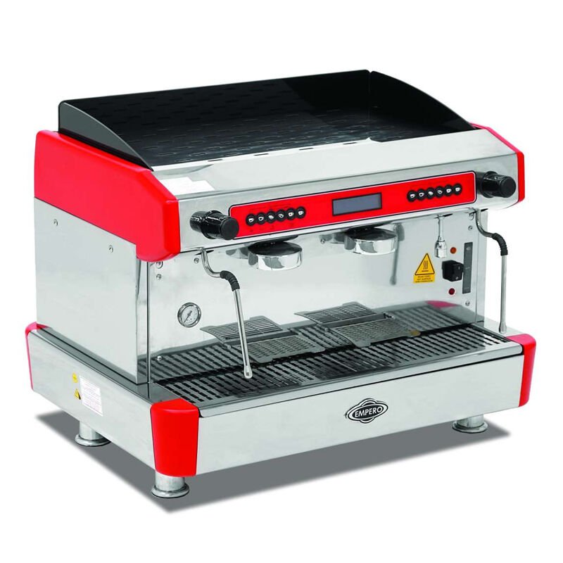 Empero Otomatik Capuccino ve Espresso Makinesi, 2 Gruplu, Kırmızı
