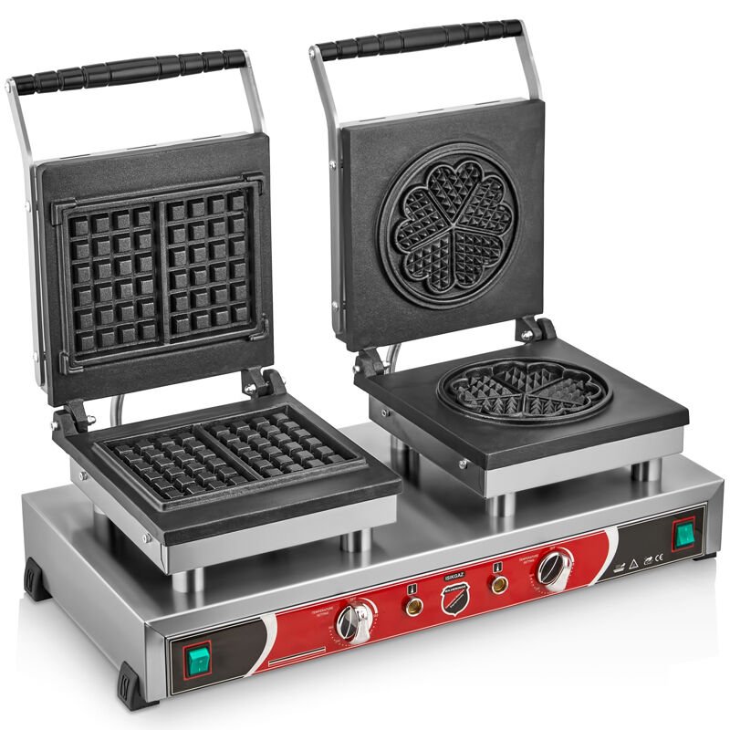 Silverinox Çiftli Waffle Makinesi, Çiçek+Kare