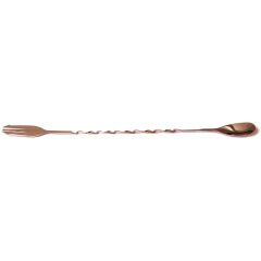 Biradlı Burgulu Çatallı Bar Kaşığı, Bakır, 33 cm