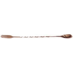 Biradlı Burgulu Çatallı Bar Kaşığı, Bakır, 33 cm